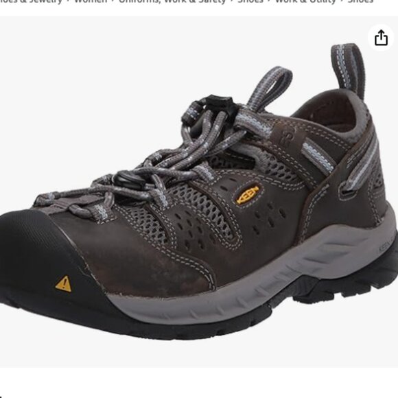 KEEN Utility womens Atlanta Cool 2 Low Steel Toe Esd Work Shoe, Gargoyle/Blue - Picture 1 of 6